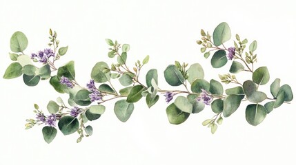 Sticker - Eucalyptus Branch with Purple Flowers