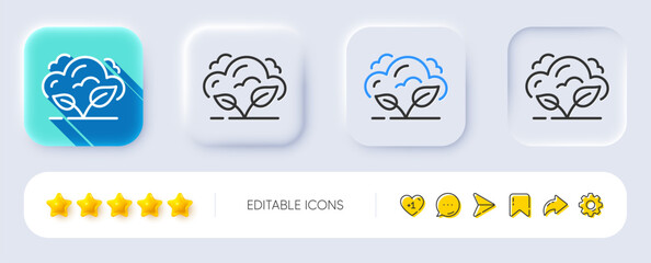 Poster - Co2 gas line icon. Neumorphic, Flat shadow, 3d buttons. Carbon dioxide emissions sign. Exhaust reduction symbol. Line co2 gas icon. Social media icons. Vector