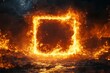 © ChaoticMind - Vivid flames create a striking square frame in a dark, dramatic landscape at night