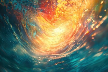 Fototapete - An abstract underwater background filled with swirling, vibrant colors and fluid movements, creating a harmonious yet energetic atmosphere in the depths of the sea
