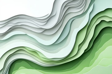 Aufkleber - Abstract composition of gently layered green and white shapes illustrating smooth curves in a tranquil design