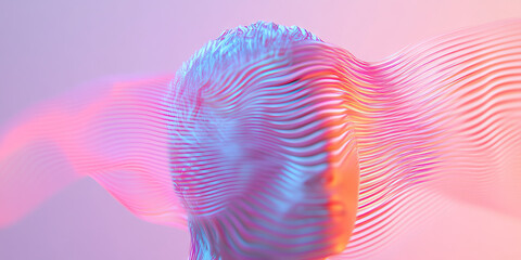 Poster - Abstract Human Head with Pink and Blue Stripes