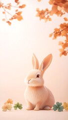 Poster - Cute bunny autumn leaves phone wallpaper