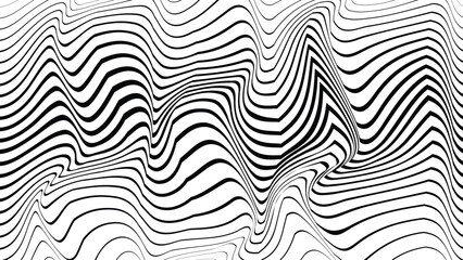 Fototapete - Abstract flow lines background . Optical illusion art .Fluid wavy shape .Striped linear pattern . Op art. Vector illustration 