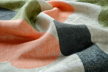 Poster - Textured fabric with colorful patterns displayed on a surface in bright lighting