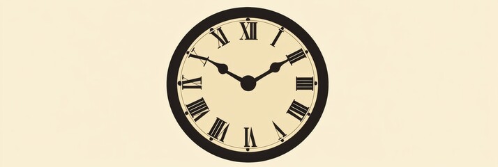 Leinwandbilder - Classic wall clock displaying Roman numerals with elegant design in a minimalistic setting. Generative AI