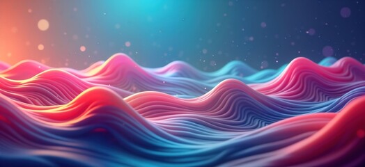 Poster - Abstract illustration of vibrant waves. Multicolored 3D waves create dynamic pattern. Liquid motion effect in bright colours. Futuristic design perfect for backgrounds. Stylish graphic illustration
