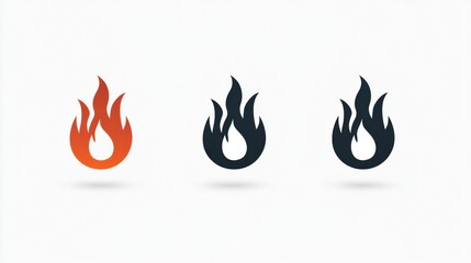 Aufkleber - Flame icons in various colors showcasing vibrant fire elements on a clean background. Generative AI