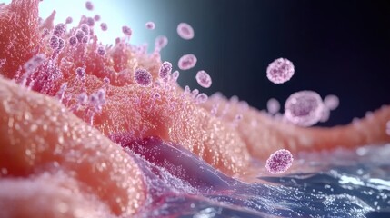 Poster - A 3D animation showing blood cells flowing through a vein, with dynamic movement and a clear view of the circulation process from multiple angles