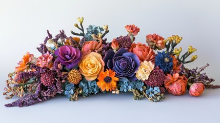 Aufkleber - A beautiful arrangement of vibrant flowers, each dyed with a unique natural shade, showcasing a harmonious blend of colors and the beauty of eco-friendly craftsmanship