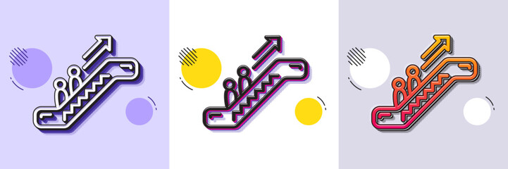 Poster - escalator line icon. halftone dotted pattern. gradient icon with grain shadow. elevator sign. shoppi