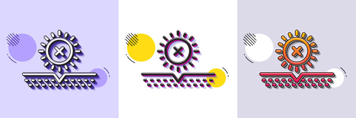 Poster - no sun protection line icon. halftone dotted pattern. gradient icon with grain shadow. skin care sig