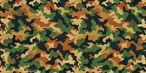 Poster - abstract bokeh camo: blurry green, brown, and beige military pattern background