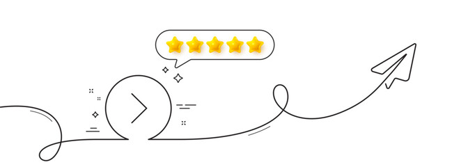 Poster - forward arrow line icon. continuous line with share plane. next arrowhead symbol. next navigation po