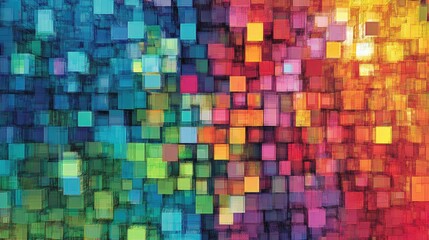 Poster - A close-up of computer monitor pixels in various RGB hues, creating a vibrant, glowing digital pattern, showcasing the intricacy and brilliance of modern display technology