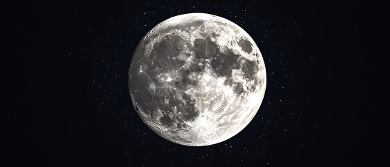 Poster - Full moon night sky, starry background