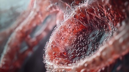 Poster - A close-up view of the inside of a vein, showcasing the flow of blood cells through the vessel with a clear look at the layers of the vein wall