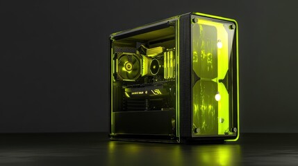 Poster - A custom-built PC with an RGB-lit cooling system, showcasing bold and vibrant colors, adding flair and advanced performance to the gaming or tech environment