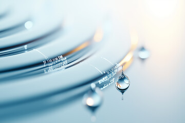 Poster - water droplets create a mesmerizing transformation into tiny code patterns on a neutral white surfac