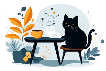 Poster - A colorful 2D flat design of a consultant sitting across a table from a client, reviewing papers and smiling as they discuss solutions, all set on a white canvas