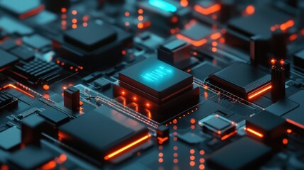 Poster - A dynamic shot of multiple devices connected with luminous data nodes, representing a futuristic framework for digital transformation and seamless technology integration