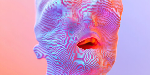 Poster - three-dimensional model of head with linear and dotted texture