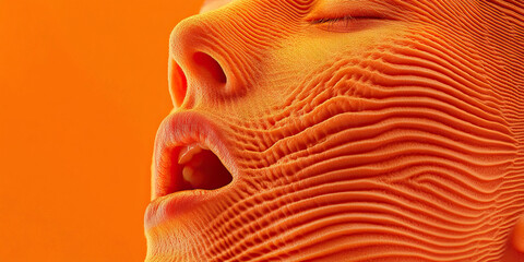 Poster - digital rendering of human face with textured skin