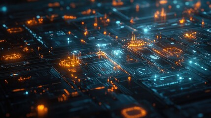 Poster - A futuristic scene showing multiple interconnected devices with glowing data nodes and symbols, representing a seamless flow of information across technologies