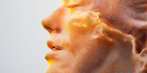 Poster - three-dimensional render of a face with grid texture