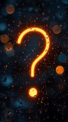 Poster - Glowing Question Mark on Foggy Window, Representing Curiosity and Uncertainty