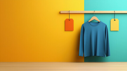 Poster - Colorful Lifestyle Comparison of Two Apparel Items on Hangers Against Vibrant Backdrops