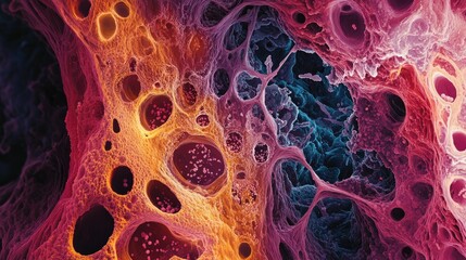 Poster - A microscopic view of a vein cross-section, with blood cells flowing through and the structure of the vein walls visible, highlighting the circulatory system