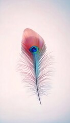 Wall Mural - Pink Peacock Feather Studio Shot, Soft Background