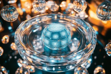 Poster - An artificial intelligence core surrounded by floating holograms