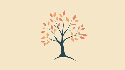 Aufkleber - Tree icon featuring branches and leaves in an artistic design suitable for various applications and backgrounds. Generative AI
