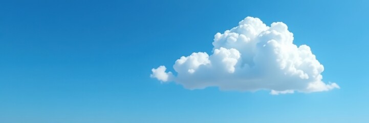 single, brilliant white cloud floating in a deep azure sky , aerial, floating