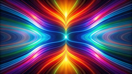 Poster - Abstract Symmetrical Rainbow Stripes Flowing Dynamically in Low Light