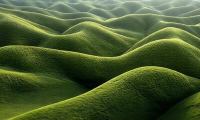 Aufkleber - Rolling green hills sunrise landscape, nature background