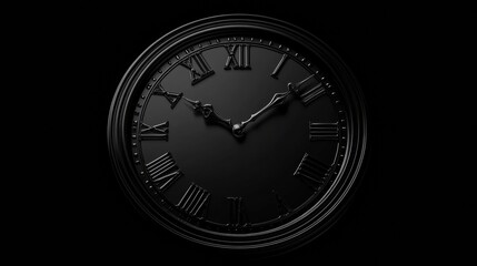 Leinwandbilder - Elegant black clock displaying the time with Roman numerals against a dark background. Generative AI