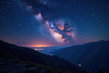 Wall Mural - Vast night sky, countless stars across panoramic view, cosmic, dark