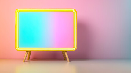 Leinwandbilder - Colorful retro television set on a pastel background in a modern decor setting