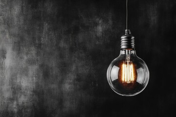 Poster - A single light bulb turning on in a dark room, symbolizing a crucial moment of innovation or realization