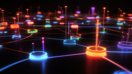 Poster - A visually captivating image of interconnected devices with glowing data nodes, showcasing the flow of information in a futuristic, unified digital transformation ecosystem