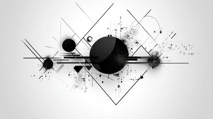 Poster - An abstract geometric design with clean lines and shapes, including circles and triangles, set against a minimalist background for a modern, artistic look