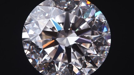 Poster - Detailed close-up of brilliant diamonds, their facets shining brightly against a deep black background, emphasizing their exquisite craftsmanship and clarity