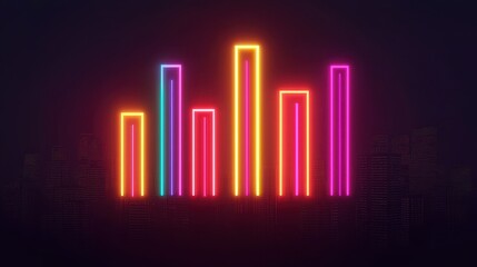 Poster - A vibrant neon soundwave graphic featuring colorful bars against a dark background, representing audio levels or music visualization.