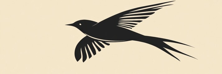 Poster - Stylized illustration of a bird soaring against a simple background highlighting its graceful flight. Generative AI