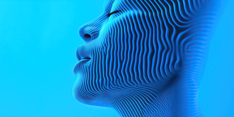 Poster - Digital Profile: Blue Textured Face Render