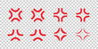© Mariia - Manga anger or irritation symbols set. Angry anime icons manpu. Four crossing veins comic emblem. Vector illustration