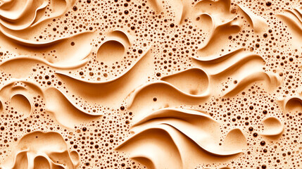 Leinwandbilder - Abstract texture of foam bubbles in warm tones, showcasing fluid patterns and soft curves in a close-up view